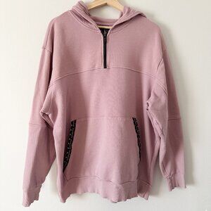 Adidas Quarter Zip Pink Purple Textured Lounge Hoodie Sweatshirt Men's XL